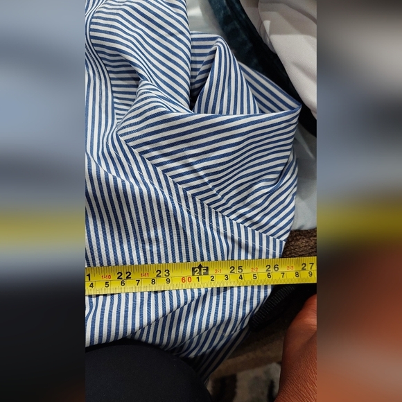 Lauren Ralph Lauren Dress Shirt Men's Size 17.5  36/37 Blue Striped Classic Fit - Picture 6 of 10